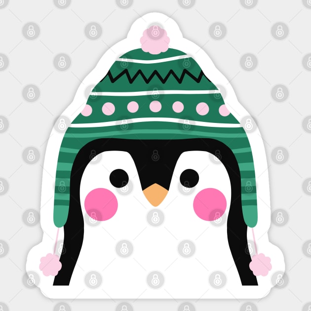 Penguin in Winter Tuque Sticker by Sam Pernoski